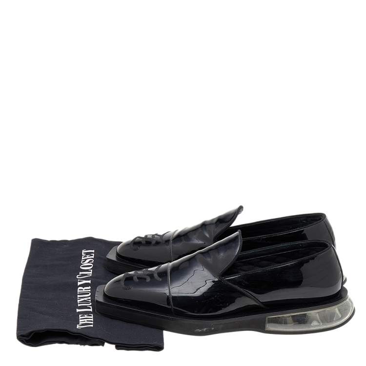 Pre Owned Fendi Black Patent Leather Slip On Loafers Size 40