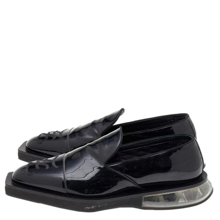 Pre Owned Fendi Black Patent Leather Slip On Loafers Size 40