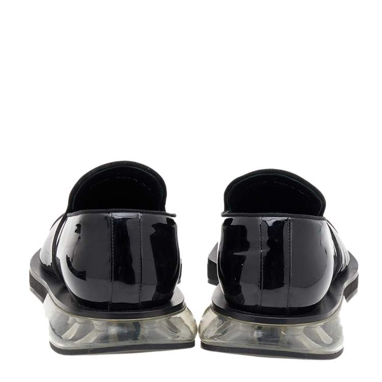 Pre Owned Fendi Black Patent Leather Slip On Loafers Size 40