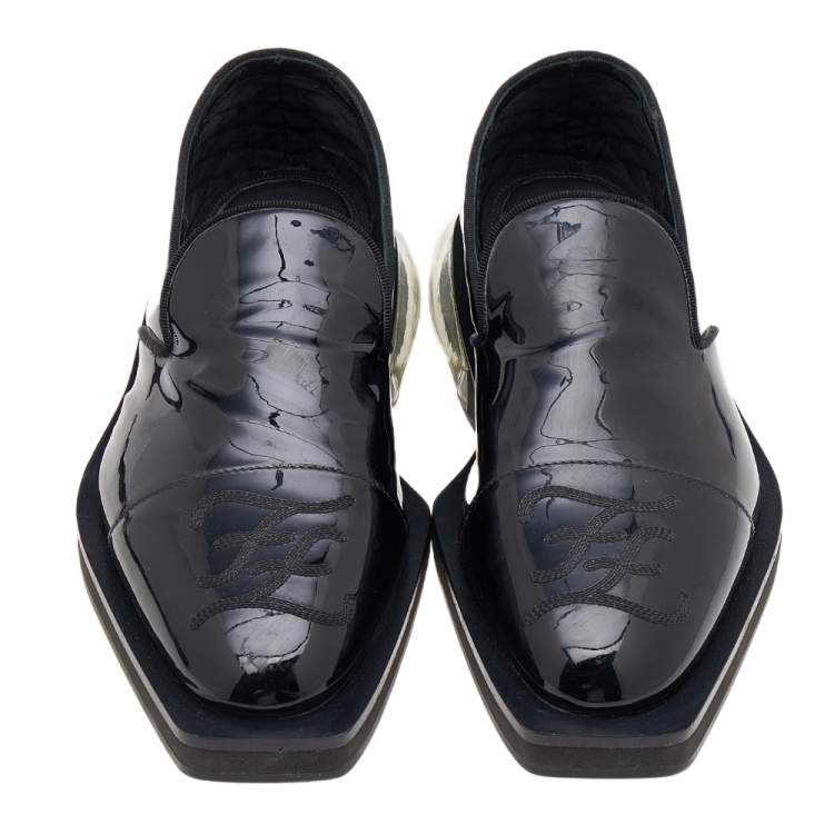 Pre Owned Fendi Black Patent Leather Slip On Loafers Size 40