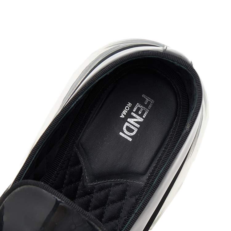 Pre Owned Fendi Black Patent Leather Slip On Loafers Size 40