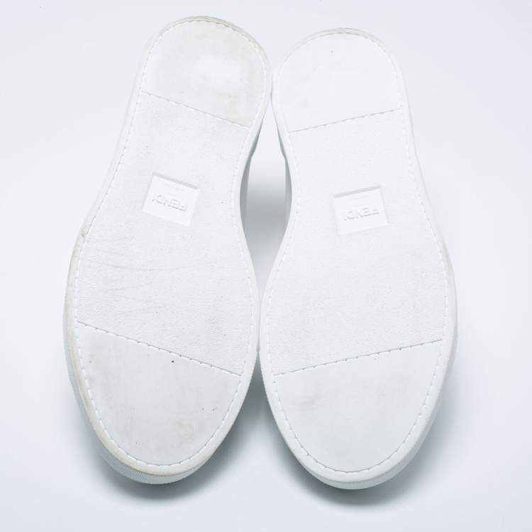 Pre Owned Fendi White Leather Low-Top Sneakers Size 43