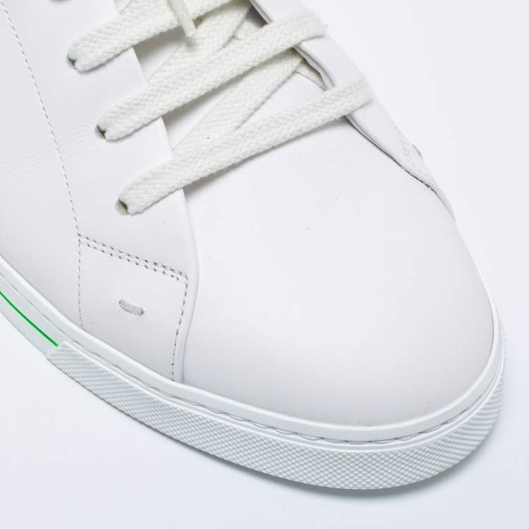 Pre Owned Fendi White Leather Low-Top Sneakers Size 43