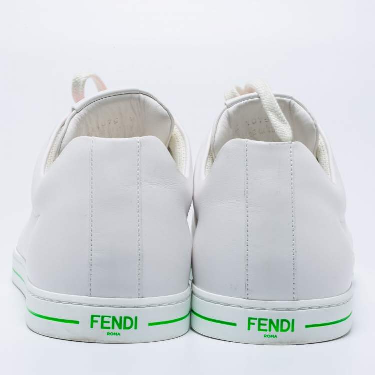 Pre Owned Fendi White Leather Low-Top Sneakers Size 43