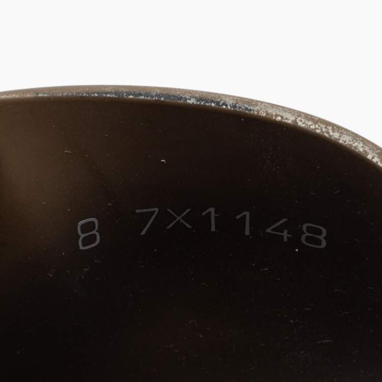 Pre Owned Fendi Brown/Black Rubber Raised Logo Detail Pool Slide Sandals Size 42