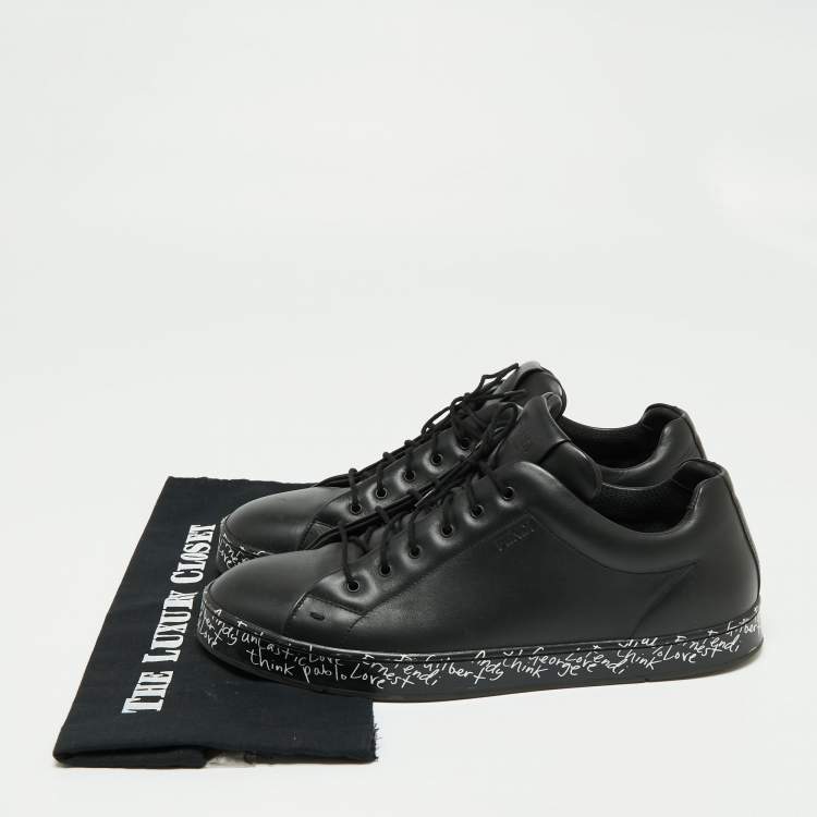 Pre Owned Fendi Black Leather Low-Top Sneakers Size 42