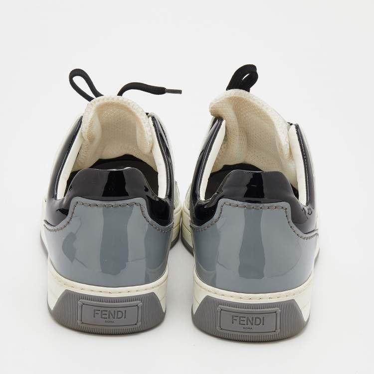 Pre Owned Fendi Multicolor Patent Leather and Mesh Fancy Low Top Sneakers Size 40