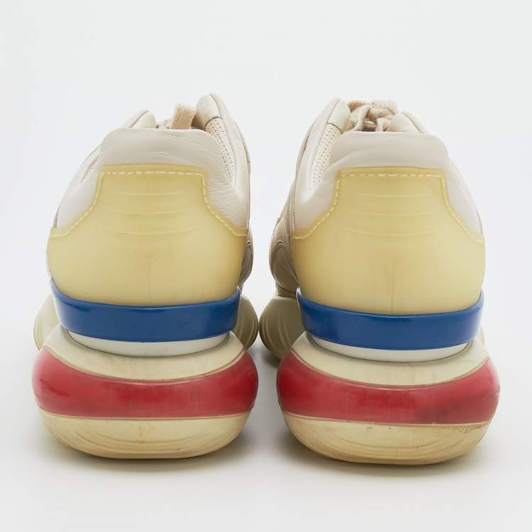 Pre Owned Fendi Off White Leather Fendi Fila Mania Logo Low Top Sneakers Size 44