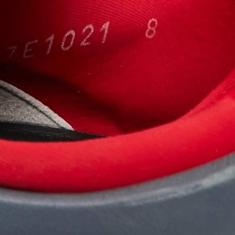 Pre Owned Fendi Red/Grey Leather And Fabric  Rockoko Low Top Sneakers Size 42 