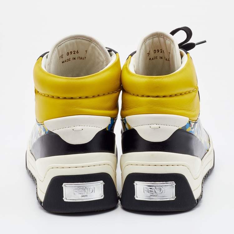 Pre Owned Fendi Multicolor Leather High Top Sneakers Size 41