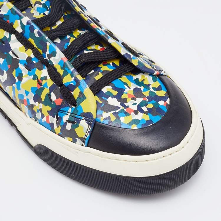 Pre Owned Fendi Multicolor Leather High Top Sneakers Size 41