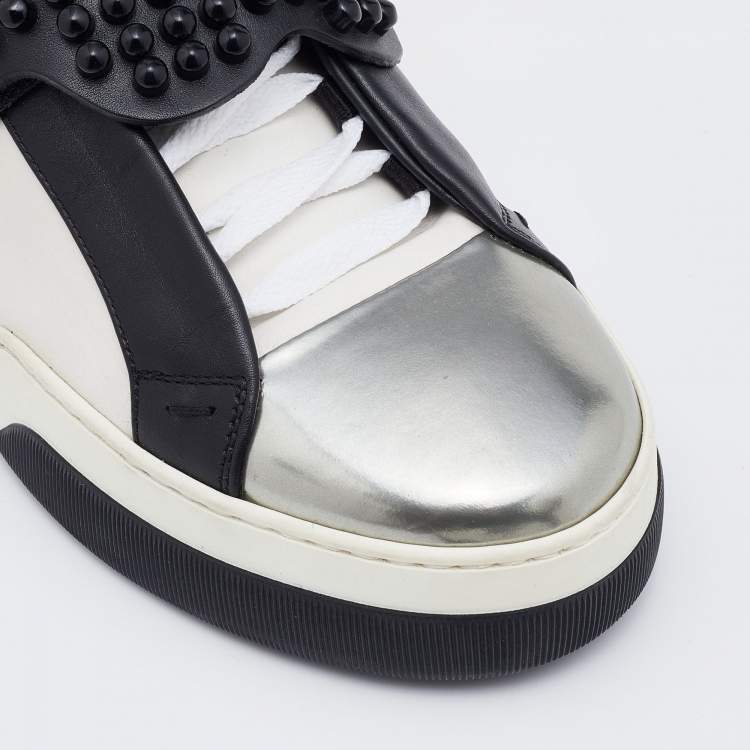 Pre Owned Fendi Tricolor Leather Karlito Studded High Top Sneakers Size 41