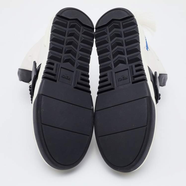 Pre Owned Fendi Tricolor Leather Karlito Studded High Top Sneakers Size 41