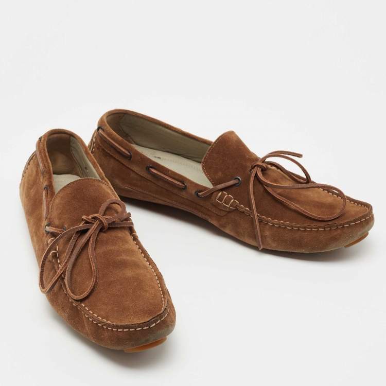 Pre Owned Fendi Brown Suede Driving Loafers Size 43.5