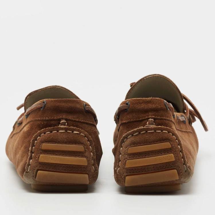 Pre Owned Fendi Brown Suede Driving Loafers Size 43.5