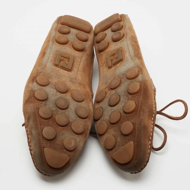 Pre Owned Fendi Brown Suede Driving Loafers Size 43.5