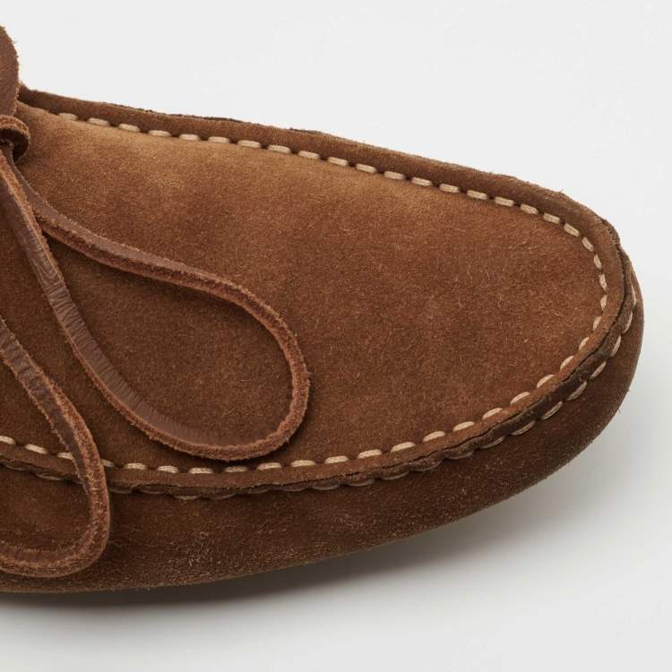 Pre Owned Fendi Brown Suede Driving Loafers Size 43.5