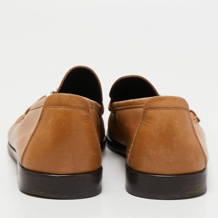 Pre Owned Salvatore Ferragamo Brown Leather Gancio Slip On Loafers Size 44.5