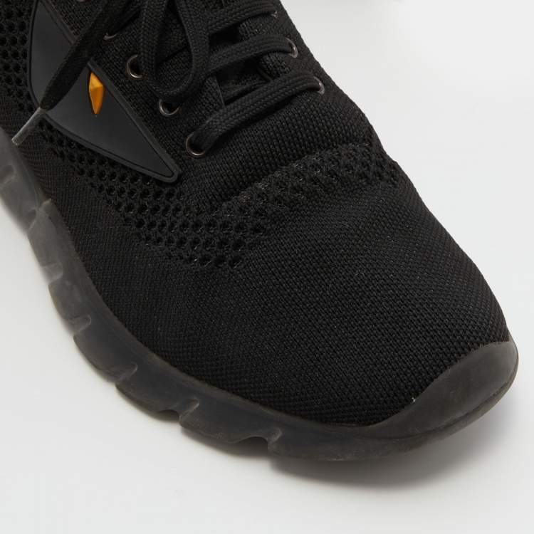 Pre Owned Fendi Black Knit Fabric Low Top Sneakers Size 40