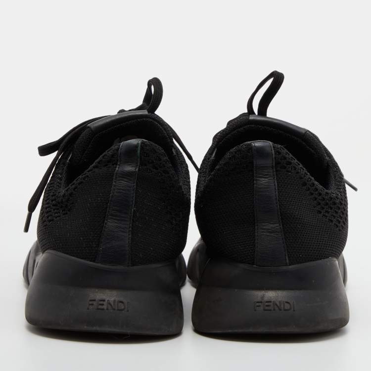 Pre Owned Fendi Black Knit Fabric Low Top Sneakers Size 40