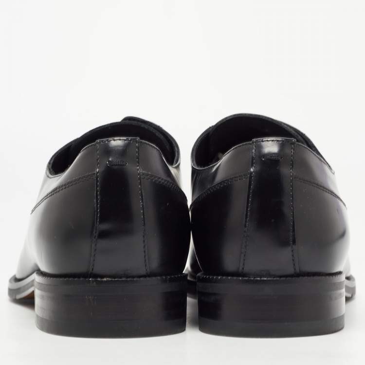 Pre Owned Fendi Black Leather Perforated Lace Up Oxfords Size 42.5