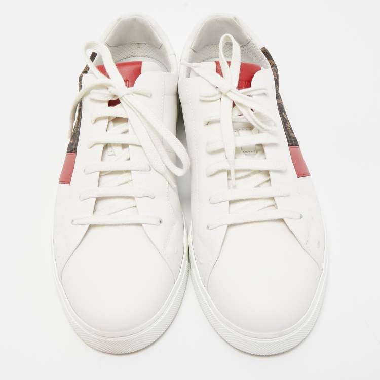 Pre Owned Fendi Tricolour Leather and FF Canvas Low Top Sneakers Size 42