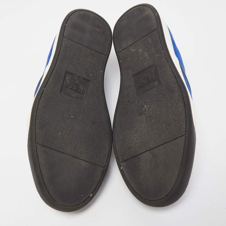 Pre Owned Fendi Tri Color Suede and Leather Monster Eye Slip On Sneakers Size 43