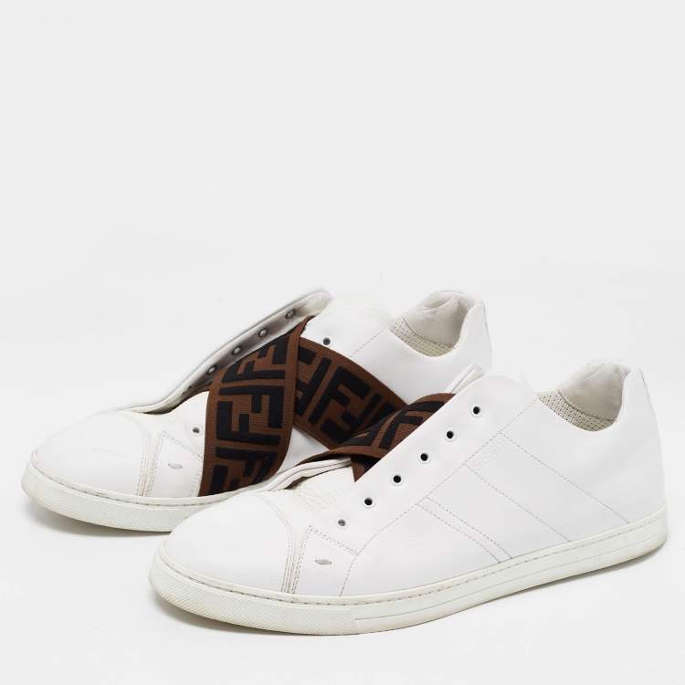 sværge Blive løst Fendi White Leather FF Crisscross Strap Slip On Sneakers Size 43.5 Fendi |  TLC