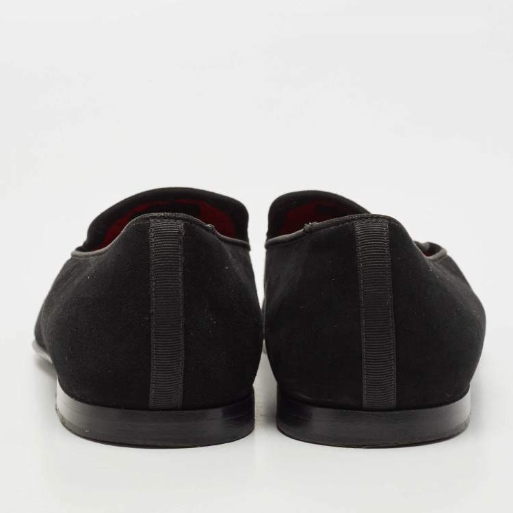 Pre Owned Fendi Black/Yellow Suede Monster Eyes Slip On Sneakers Size 44