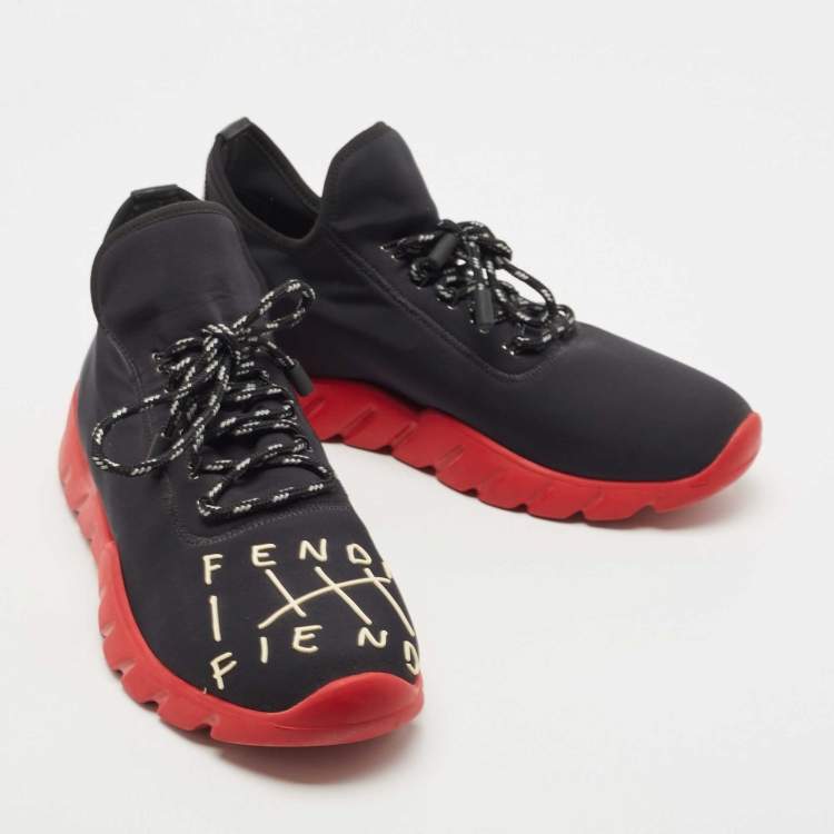 Pre Owned Fendi Black Nylon Roma Amors Low Top Sneakers Size 40