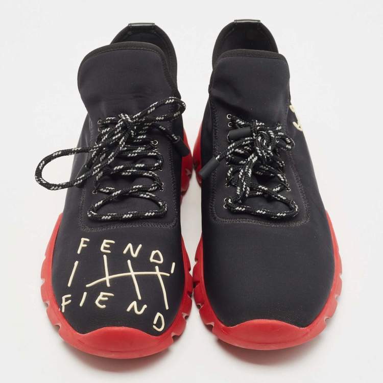 Pre Owned Fendi Black Nylon Roma Amors Low Top Sneakers Size 40