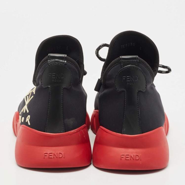 Pre Owned Fendi Black Nylon Roma Amors Low Top Sneakers Size 40