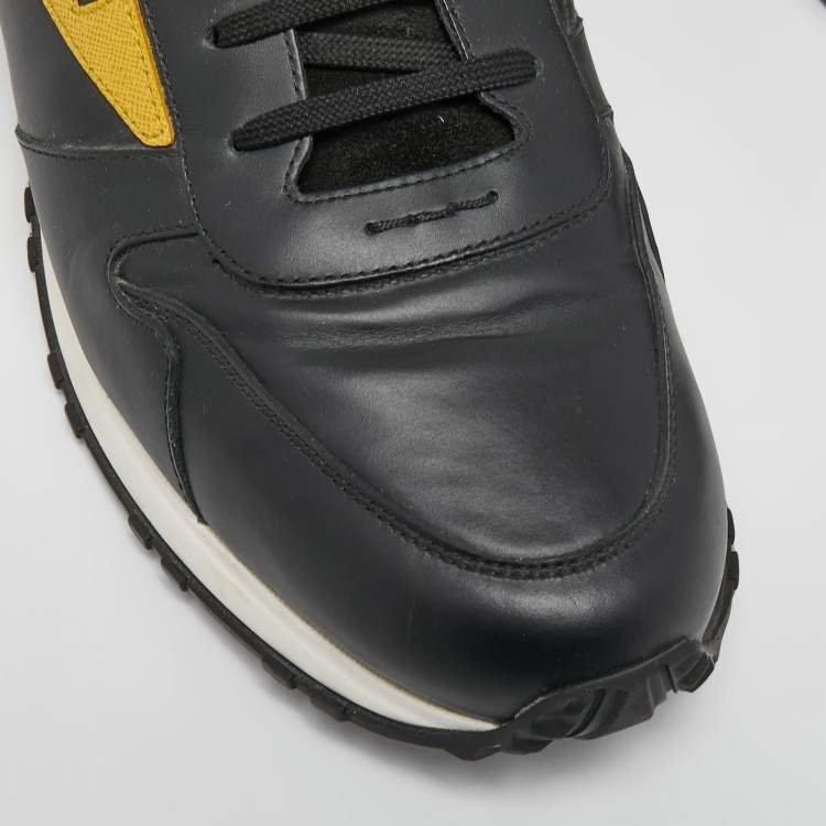 Pre Owned Fendi Black/Yellow Leather Monster Eyes Studded Low Top Sneakers Size 45