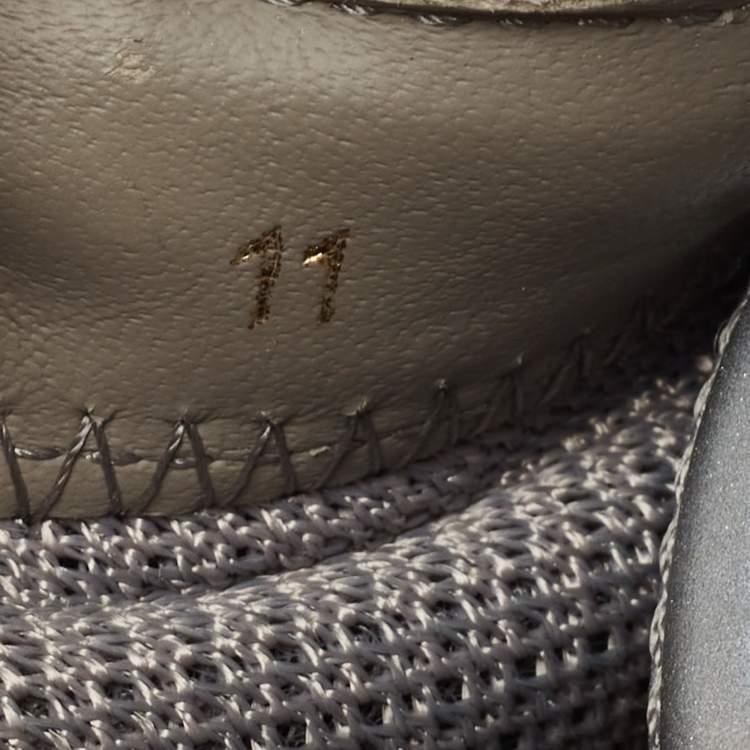 Pre Owned Fendi Grey Leather and Zucca Canvas Flow Sneakers Size 45