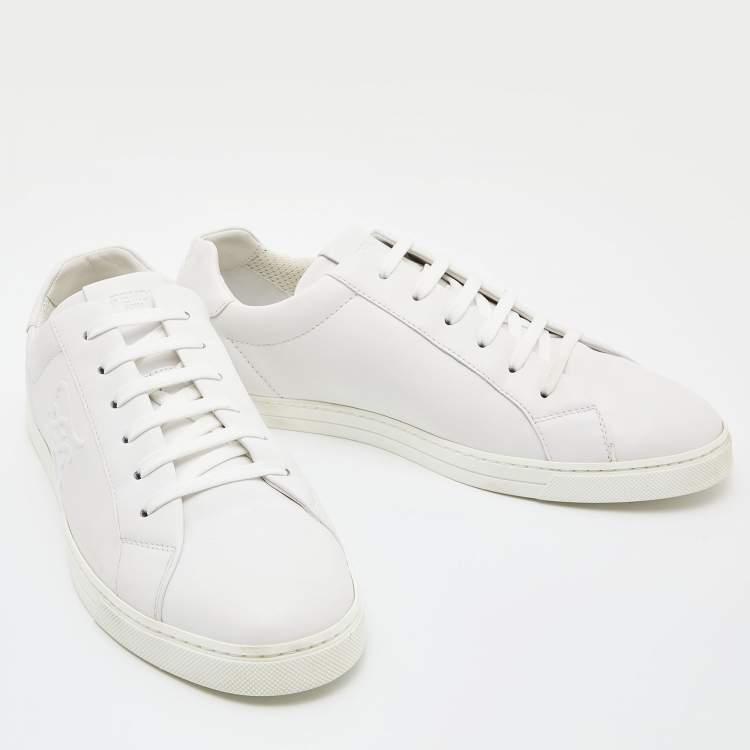 Pre Owned Fendi White Leather Lace Up Sneakers Size 43.5