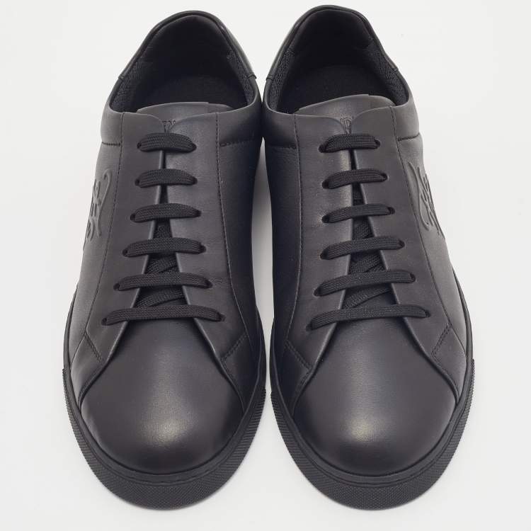 Pre Owned Fendi Black Leather Low Top Sneakers Size 43