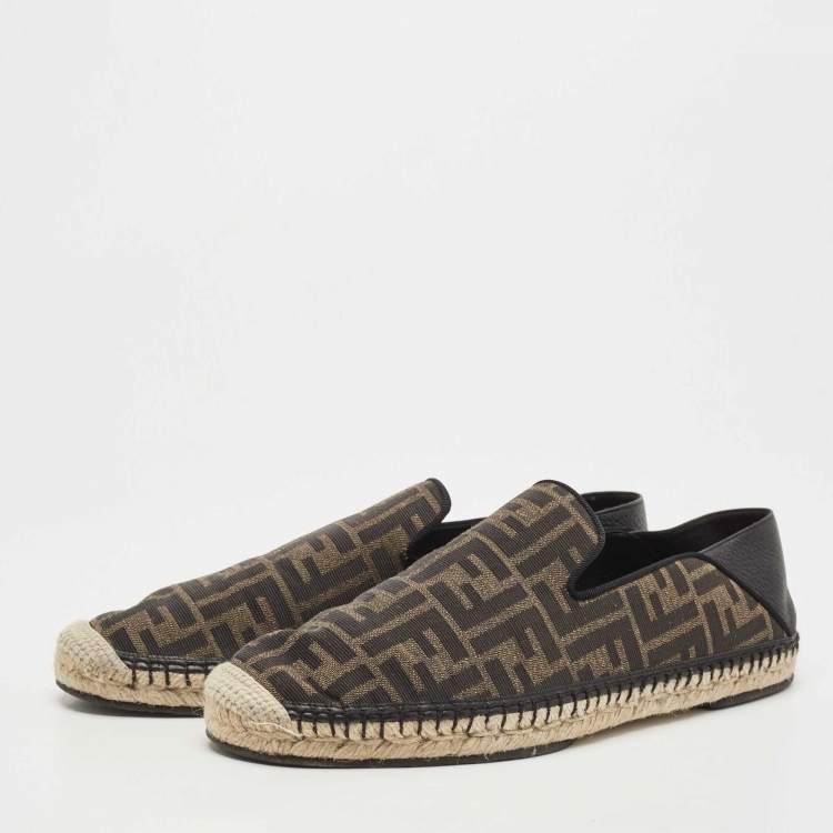 Fendi Brown/Black Zucca Canvas And Leather Espadrilles Size 42