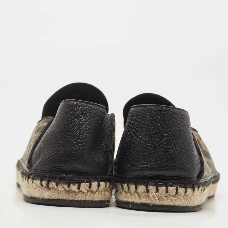 Pre Owned Fendi Brown/Black Zucca Canvas And Leather Espadrilles Size 42