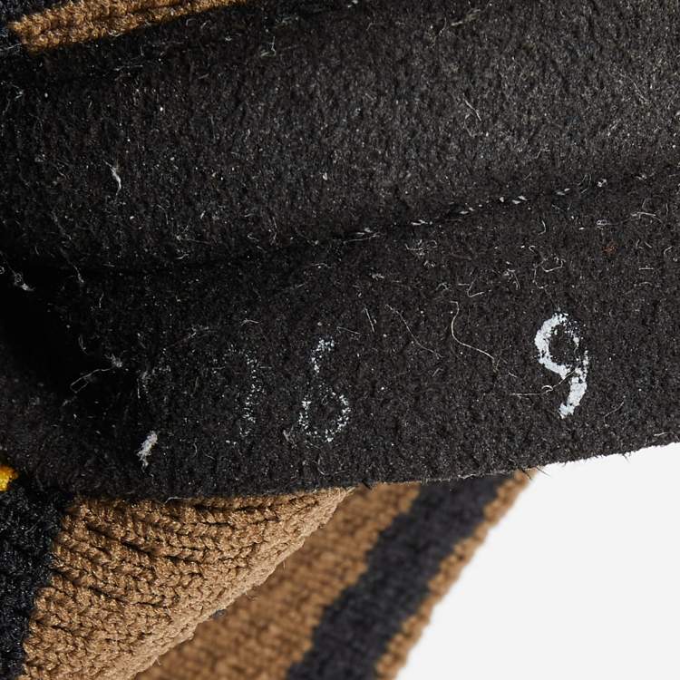 Pre Owned Fendi Brown/Black Knit Fabric FF Sock High Top Sneakers Size 43