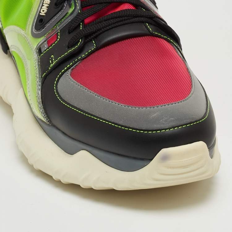 Pre Owned Fendi Multicolor Mesh and Leather Low Top Sneakers Size 41