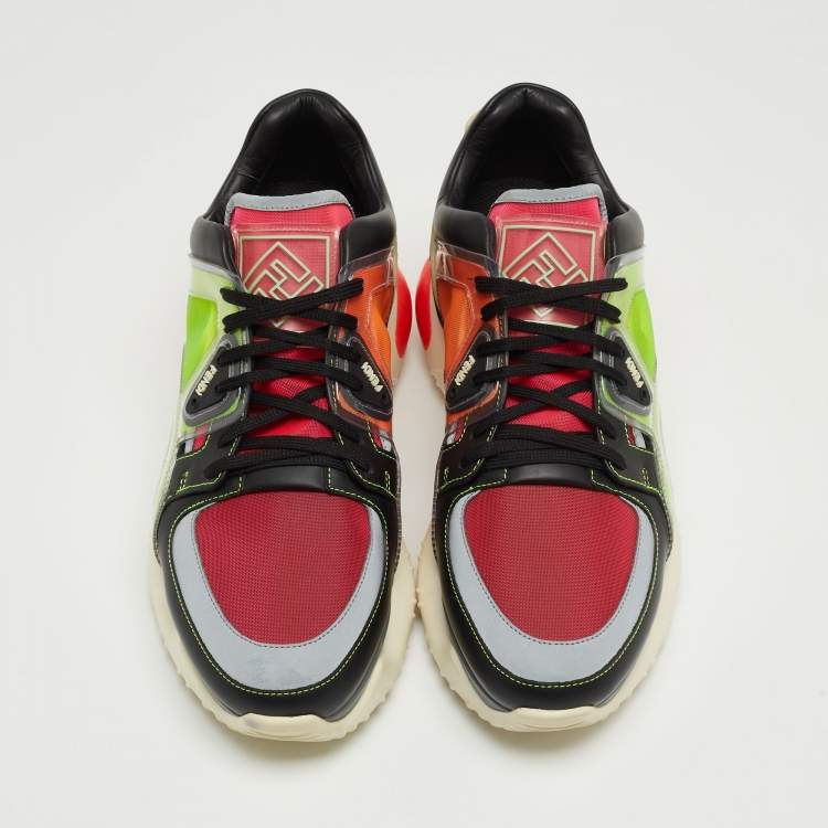 Pre Owned Fendi Multicolor Mesh and Leather Low Top Sneakers Size 41