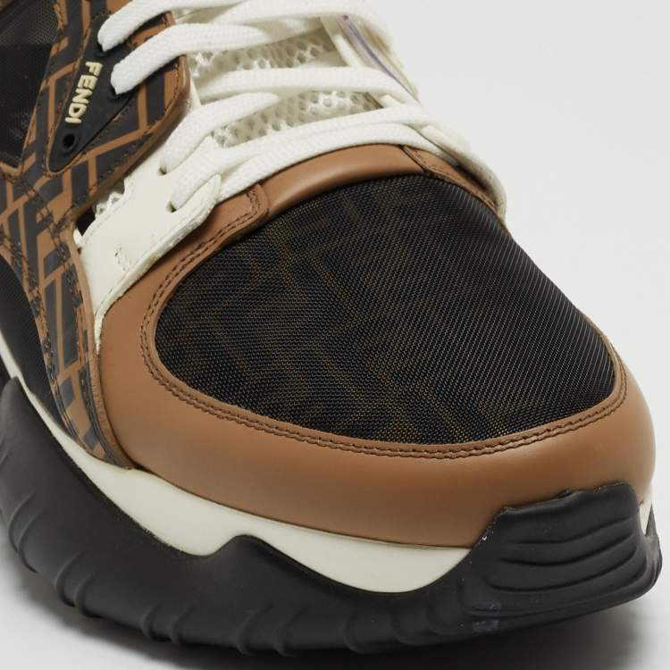 Pre Owned Fendi Multicolor Mesh and Leather Forever Fendi Low Top Sneakers Size 41