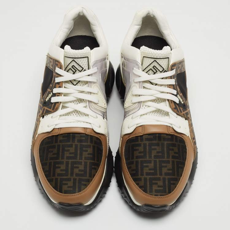 Pre Owned Fendi Multicolor Mesh and Leather Forever Fendi Low Top Sneakers Size 41