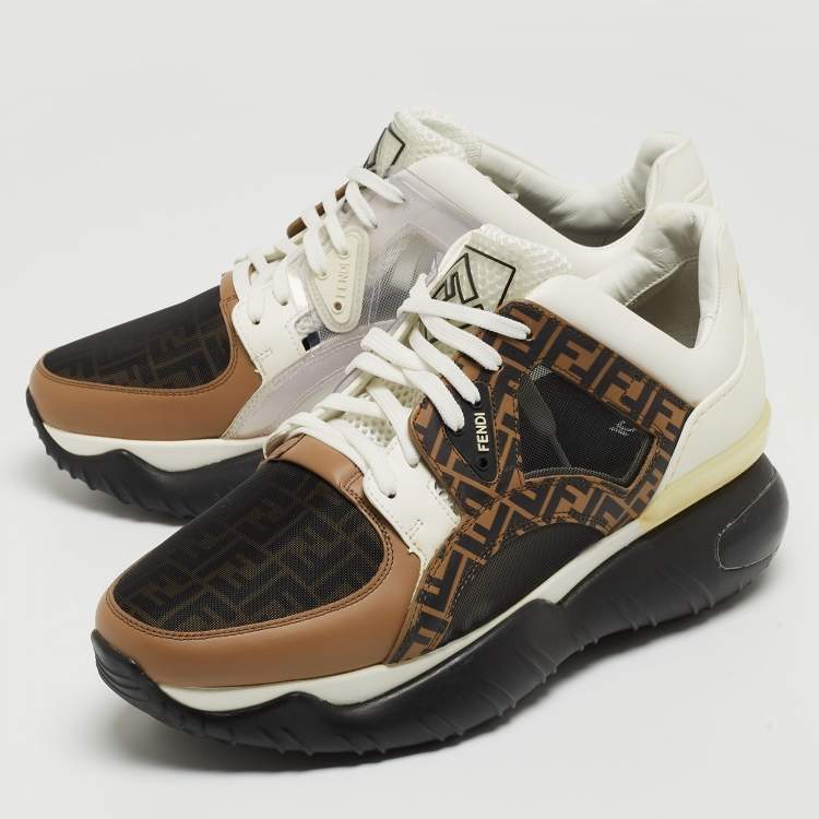 Pre Owned Fendi Multicolor Mesh and Leather Forever Fendi Low Top Sneakers Size 41