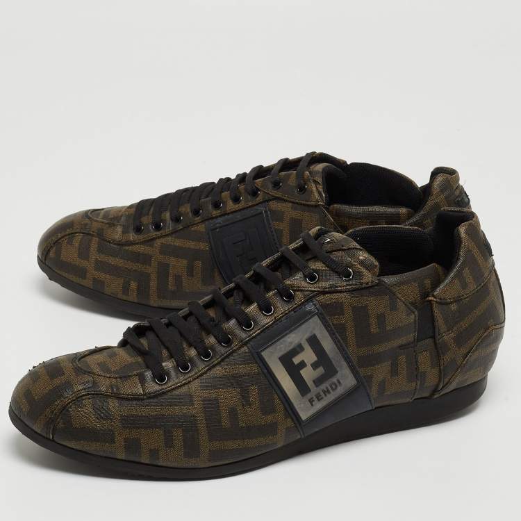 Fendi Brown Zucca Canvas Low Top Sneakers Size 42 Fendi | TLC