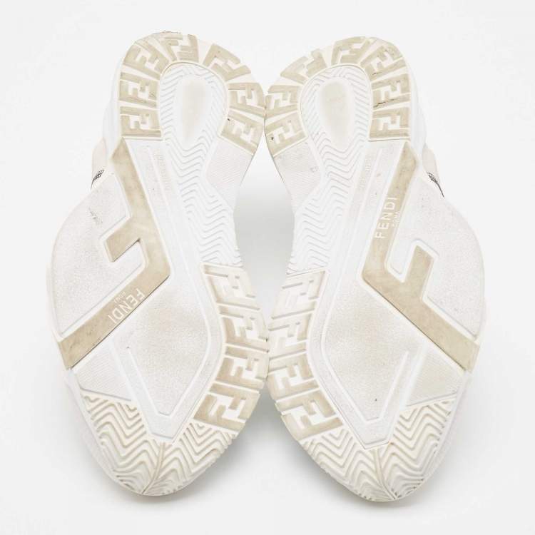 Pre Owned Fendi White Mesh and Suede Flow Sneakers Size 40