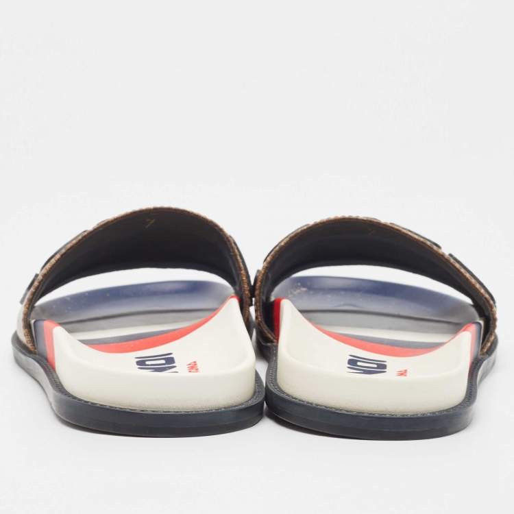 Pre Owned Fendi x Fila Mania Brown FF Logo Coated Canvas Logo Applique Flats Size 41