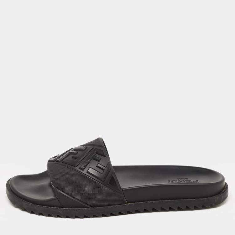 Fendi black clearance rubber slides