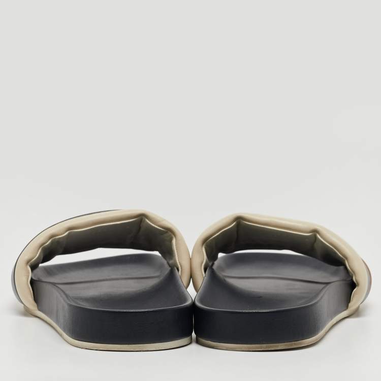 Pre Owned Fendi Multicolor Quilted Leather Flat Slides Size 42