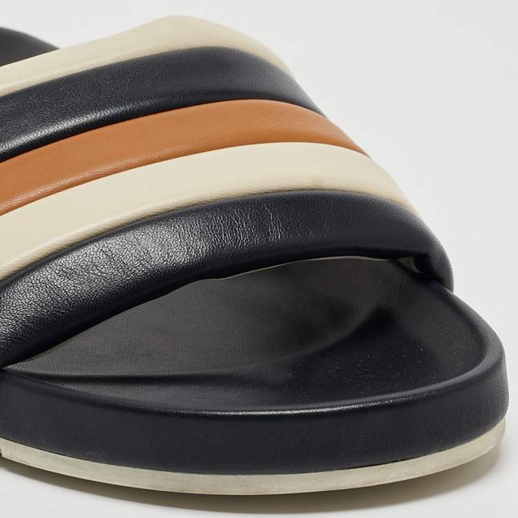 Pre Owned Fendi Multicolor Quilted Leather Flat Slides Size 42
